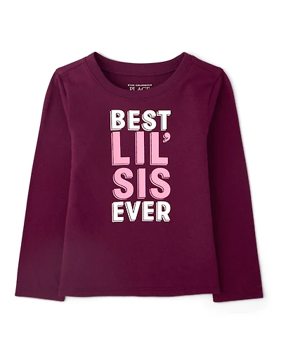 Baby And Toddler Girls Best Lil' Sis Ever Graphic Tee