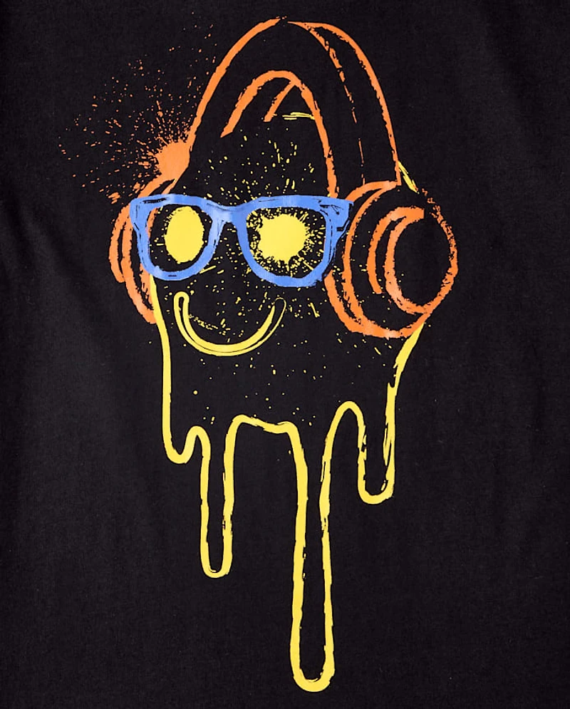 Boys Melting Happy Face Graphic Tee