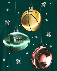 Boys Christmas Sports Ornaments Graphic Tee