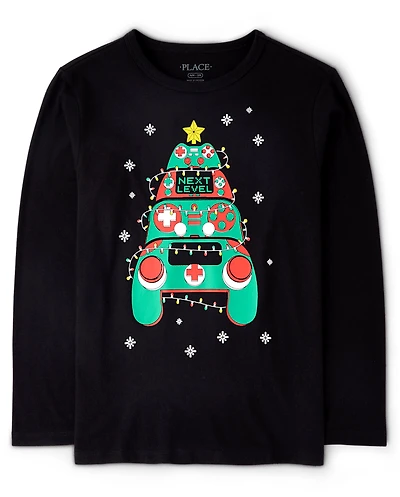 Boys Christmas Video Game Controllers Graphic Tee