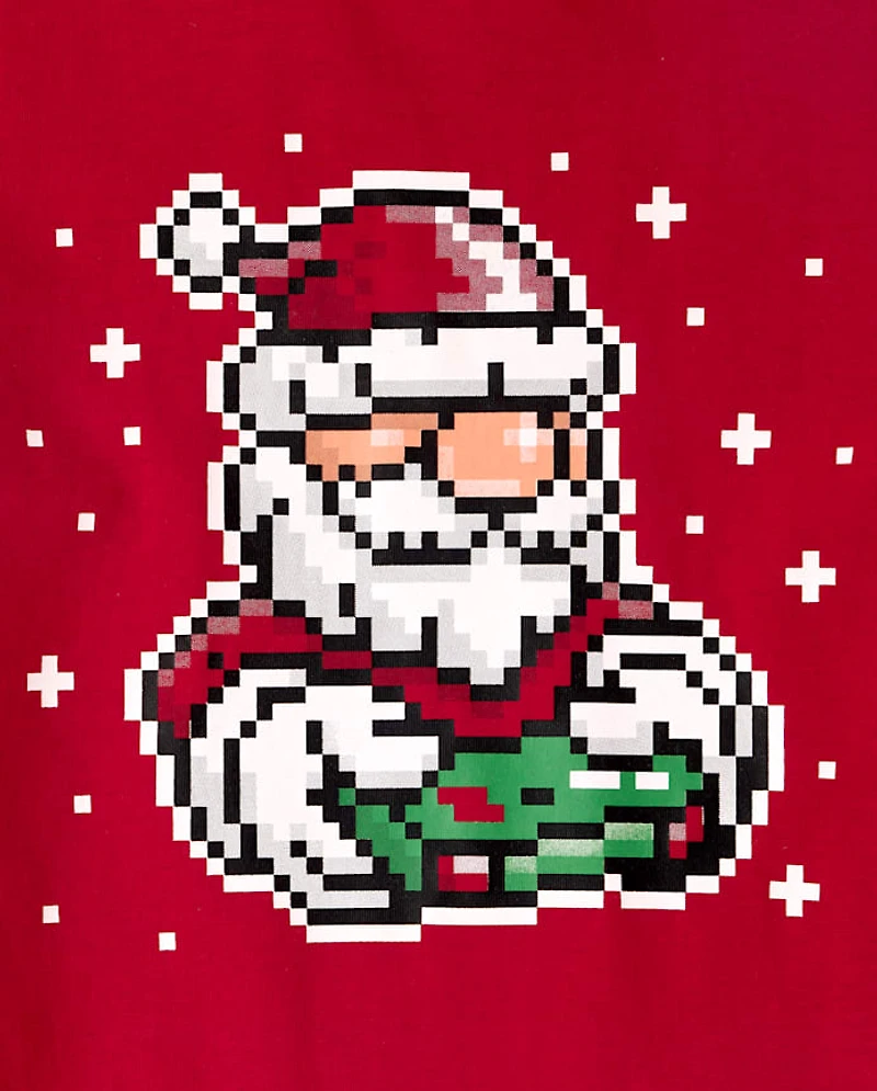 Boys Christmas Gaming Santa Graphic Tee