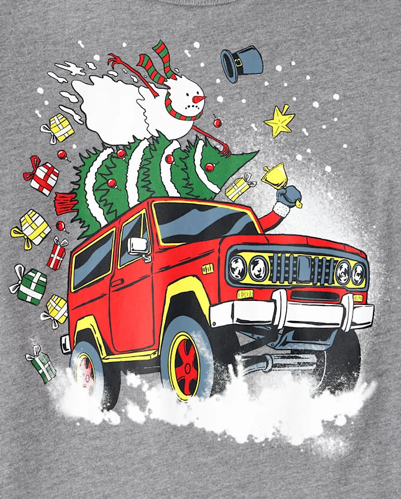 Boys Christmas Monster Truck Graphic Tee