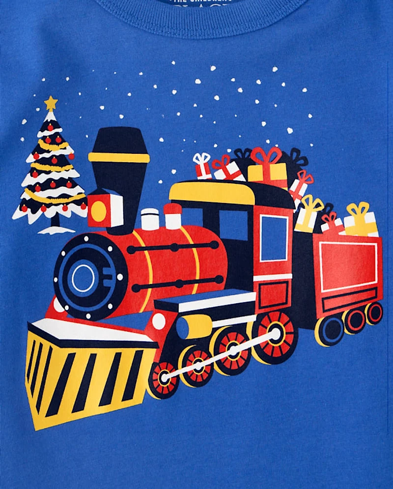 Baby And Toddler Boys Christmas Train Graphic Tee