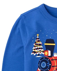 Baby And Toddler Boys Christmas Train Graphic Tee
