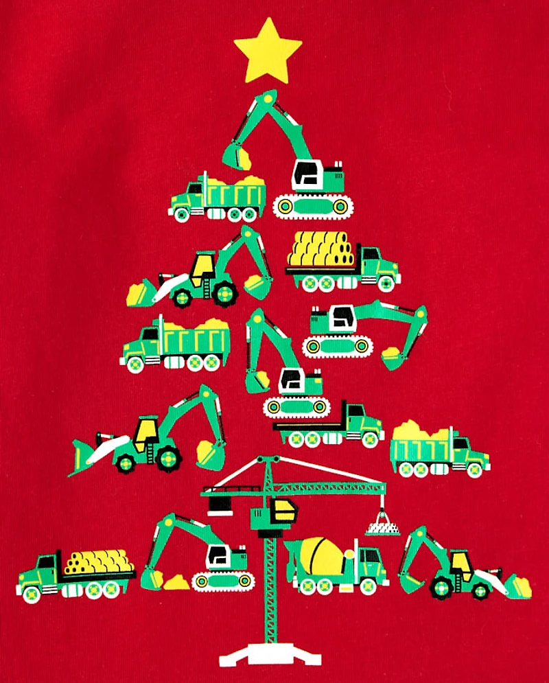 Baby And Toddler Boys Christmas Tree Vehicle Graphic Tee