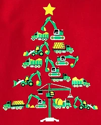 Baby And Toddler Boys Christmas Tree Vehicle Graphic Tee
