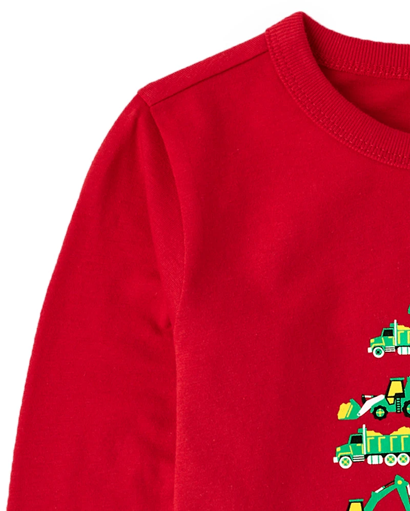 Baby And Toddler Boys Christmas Tree Vehicle Graphic Tee