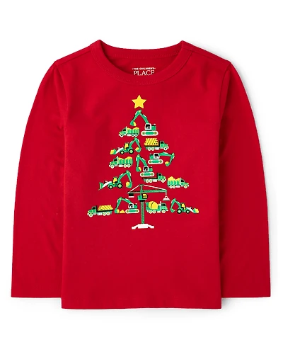 Baby And Toddler Boys Christmas Tree Vehicle Graphic Tee