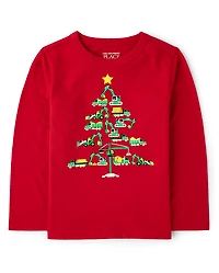 Baby And Toddler Boys Christmas Tree Vehicle Graphic Tee