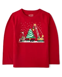 Baby And Toddler Boys Christmas Construction Vehicle Graphic Tee
