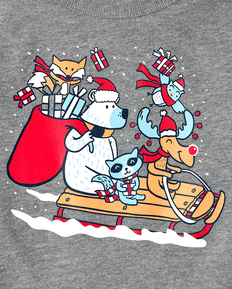 Baby And Toddler Boys Christmas Sleigh Graphic Tee