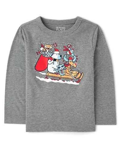Baby And Toddler Boys Christmas Sleigh Graphic Tee
