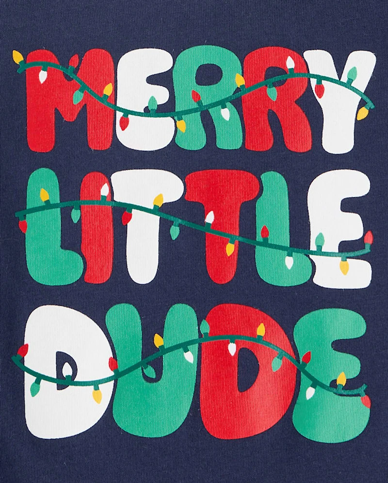 Baby And Toddler Boys Christmas Merry Dude Graphic Tee