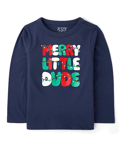Baby And Toddler Boys Christmas Merry Dude Graphic Tee