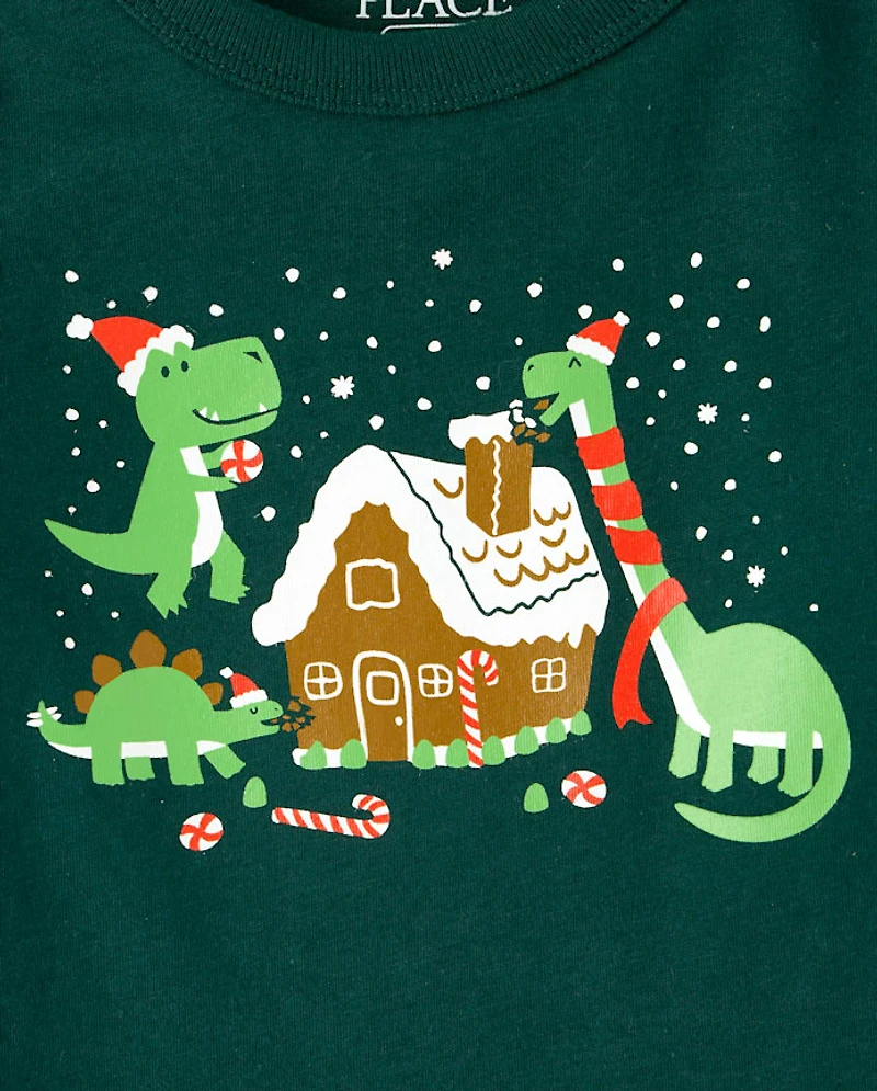 Baby And Toddler Boys Christmas Dino Graphic Tee