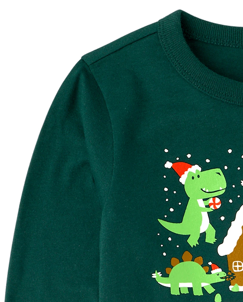 Baby And Toddler Boys Christmas Dino Graphic Tee