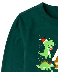 Baby And Toddler Boys Christmas Dino Graphic Tee
