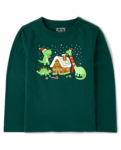 Baby And Toddler Boys Christmas Dino Graphic Tee