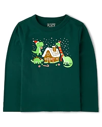 Baby And Toddler Boys Christmas Dino Graphic Tee