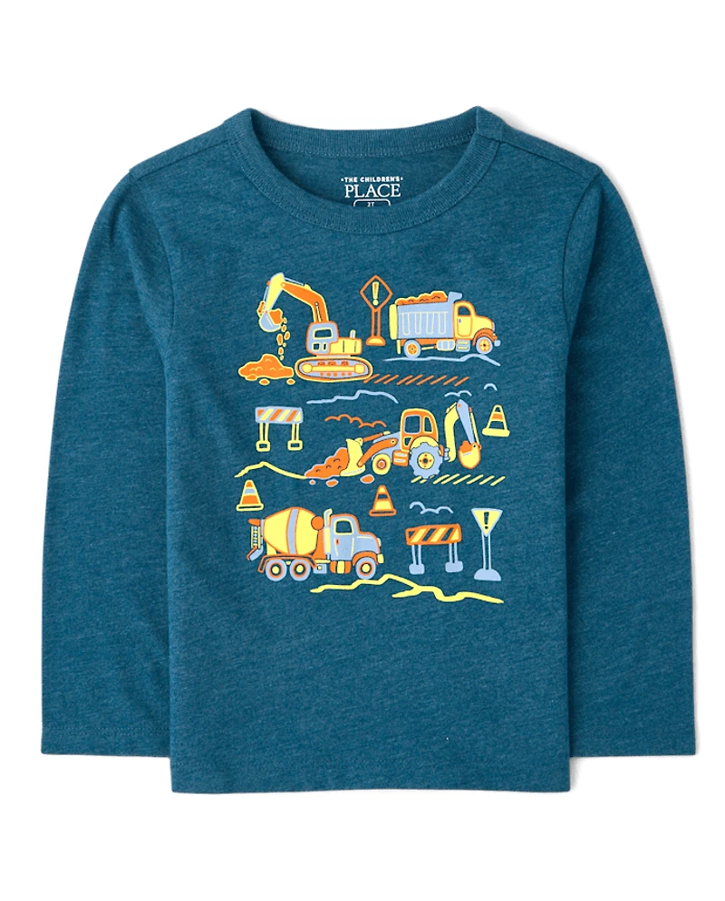 Baby And Toddler Boys Construction Vehicle Graphic Tee