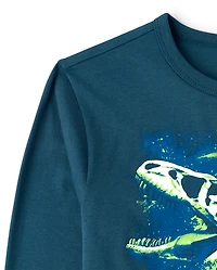 T-shirt graphique dinosaure et espace pour garçons