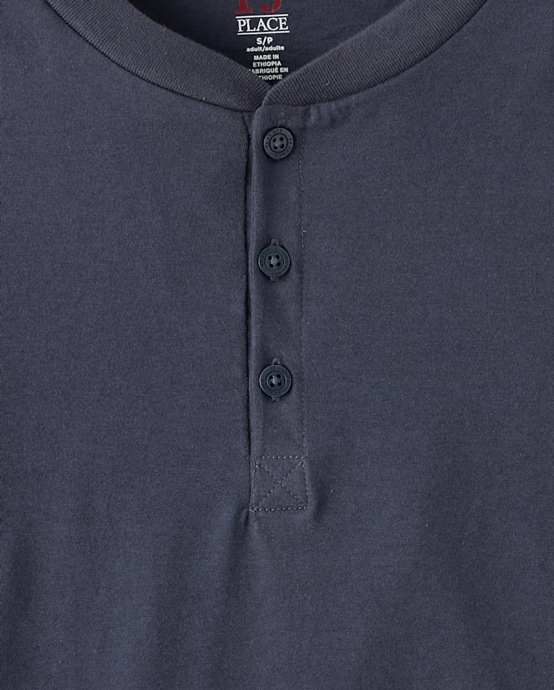 Mens Matching Family Gingerbread Cotton Henley Pajamas