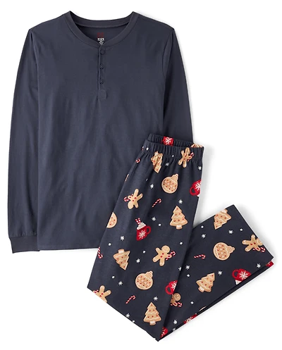 Pyjamas Henley en coton assortis pour toute la famille, motif pain d'épice