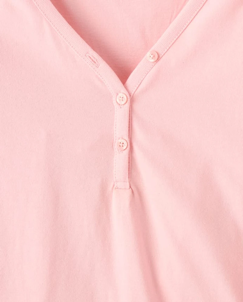 Womens Matching Family Gingerbread Cotton Henley Pajamas