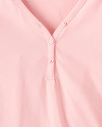 Womens Matching Family Gingerbread Cotton Henley Pajamas