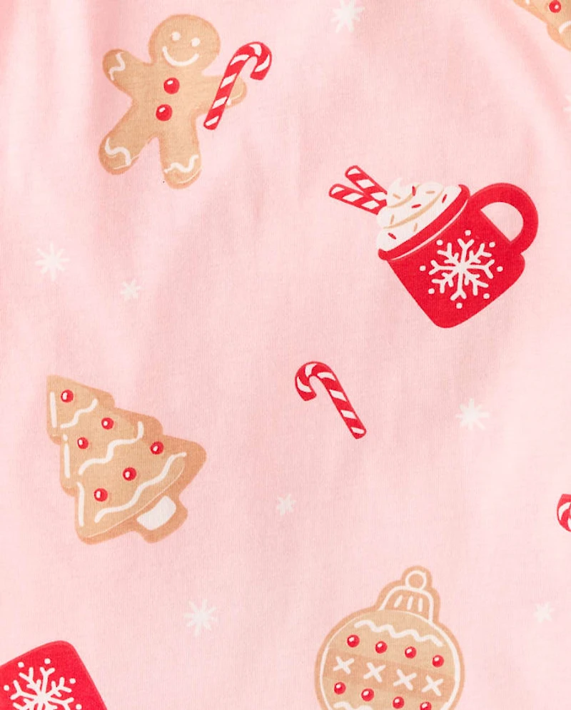 Womens Matching Family Gingerbread Cotton Henley Pajamas