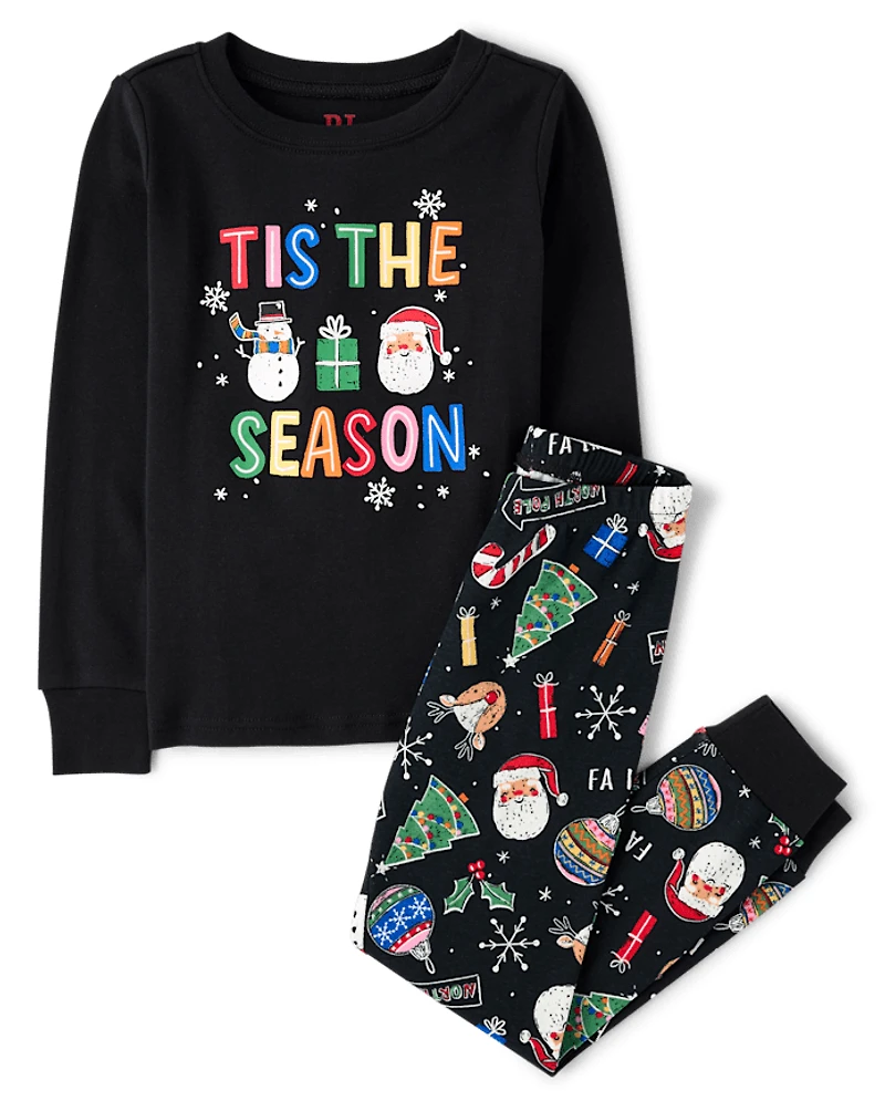 Kids Matching Family Glow Tis' The Season Snug Fit Cotton Pajamas