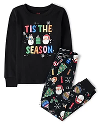 Kids Matching Family Glow Tis' The Season Snug Fit Cotton Pajamas
