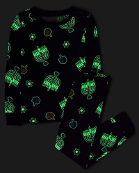 Kids Matching Family Glow Hanukkah Snug Fit Cotton Pajamas