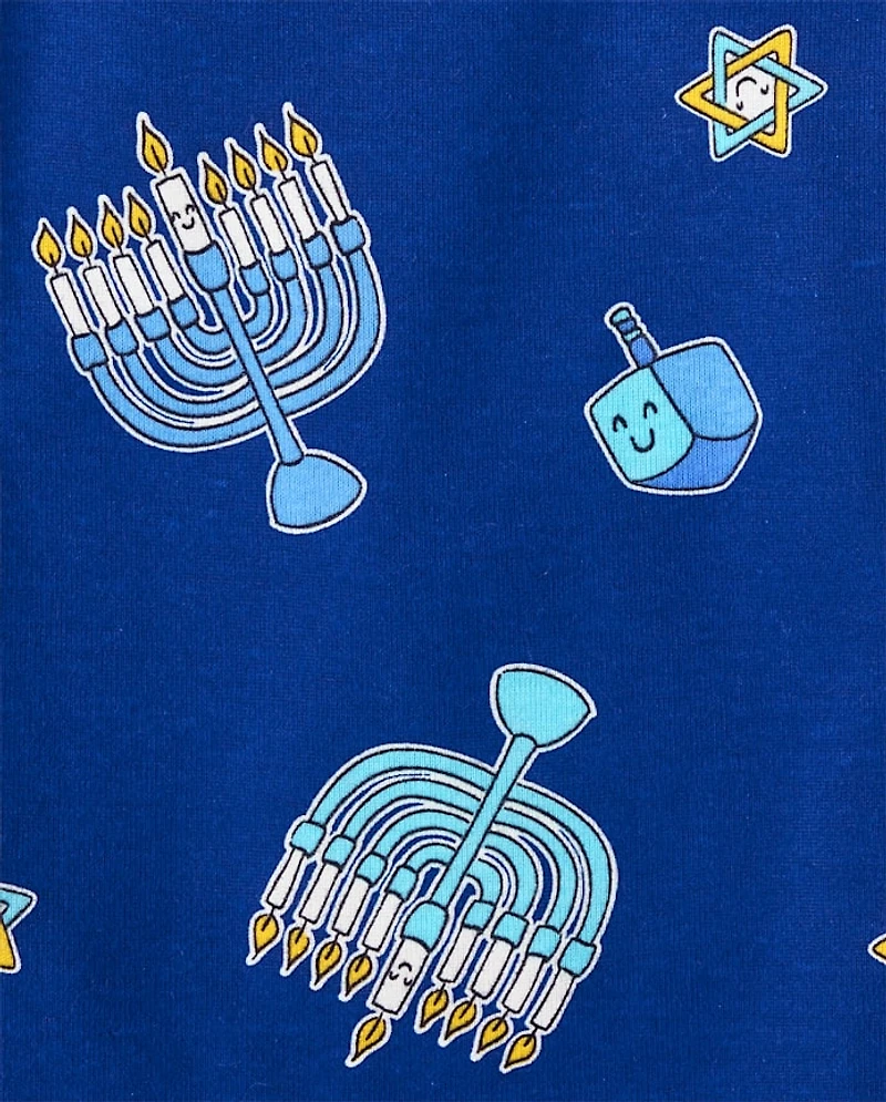 Kids Matching Family Glow Hanukkah Snug Fit Cotton Pajamas