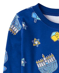 Kids Matching Family Glow Hanukkah Snug Fit Cotton Pajamas