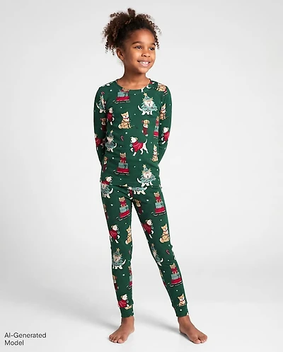 Kids Matching Family Christmas Dogs Snug Fit Cotton Pajamas