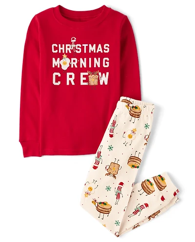Kids Matching Family Christmas Morning Crew Snug Fit Cotton Pajamas