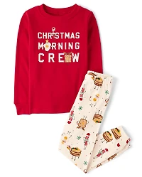 Kids Matching Family Christmas Morning Crew Snug Fit Cotton Pajamas