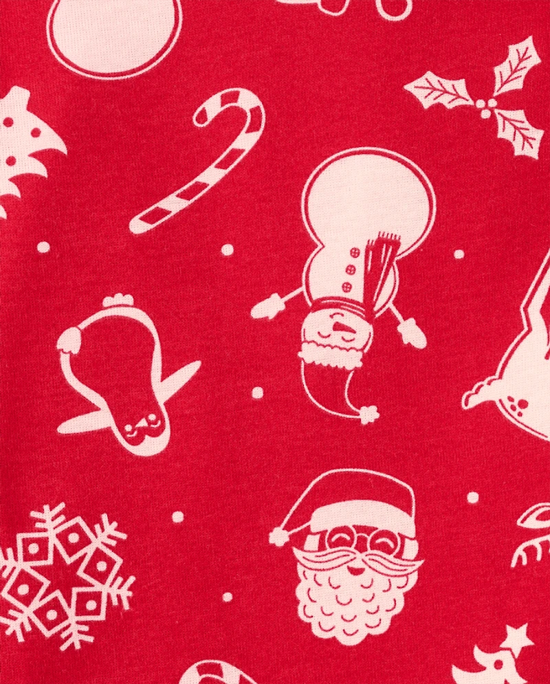 Pyjamas en coton ajustés assortis pour enfants, motif Noël familial
