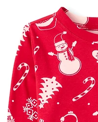 Kids Matching Family Christmas Icon Snug Fit Cotton Pajamas