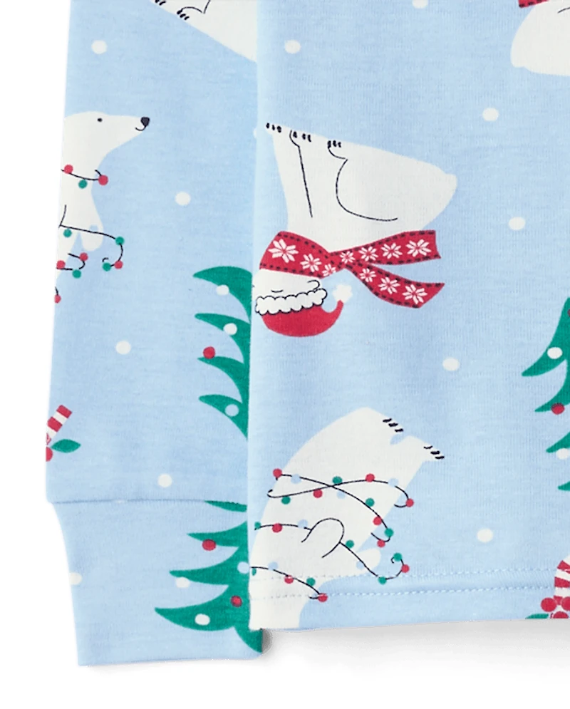 Pyjamas de Noël assortis pour enfants, motif ours polaire, en coton ajusté