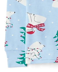 Pyjamas de Noël assortis pour enfants, motif ours polaire, en coton ajusté