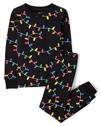 Kids Matching Family Christmas Lights Snug Fit Cotton Pajamas