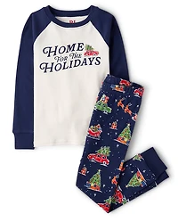 Kids Matching Family Home For The Holidays Snug Fit Cotton Pajamas