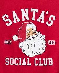 Girls Matching Family Santa's Social Club Snug Fit Cotton Pajamas