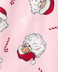 Girls Matching Family Santa's Social Club Snug Fit Cotton Pajamas