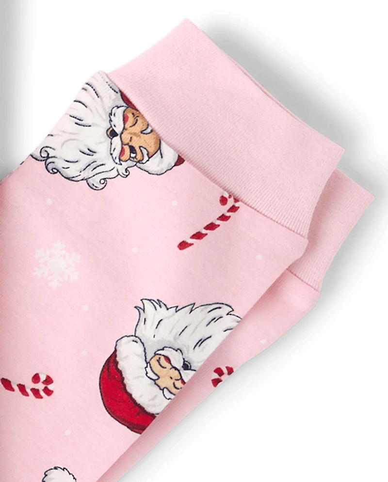 Girls Matching Family Santa's Social Club Snug Fit Cotton Pajamas