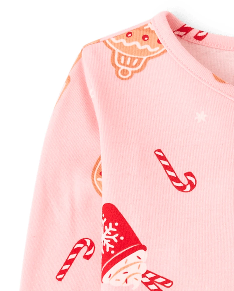 Girls Matching Family Gingerbread Snug Fit Cotton Henley Pajamas