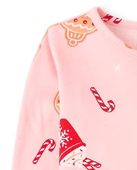 Girls Matching Family Gingerbread Snug Fit Cotton Henley Pajamas