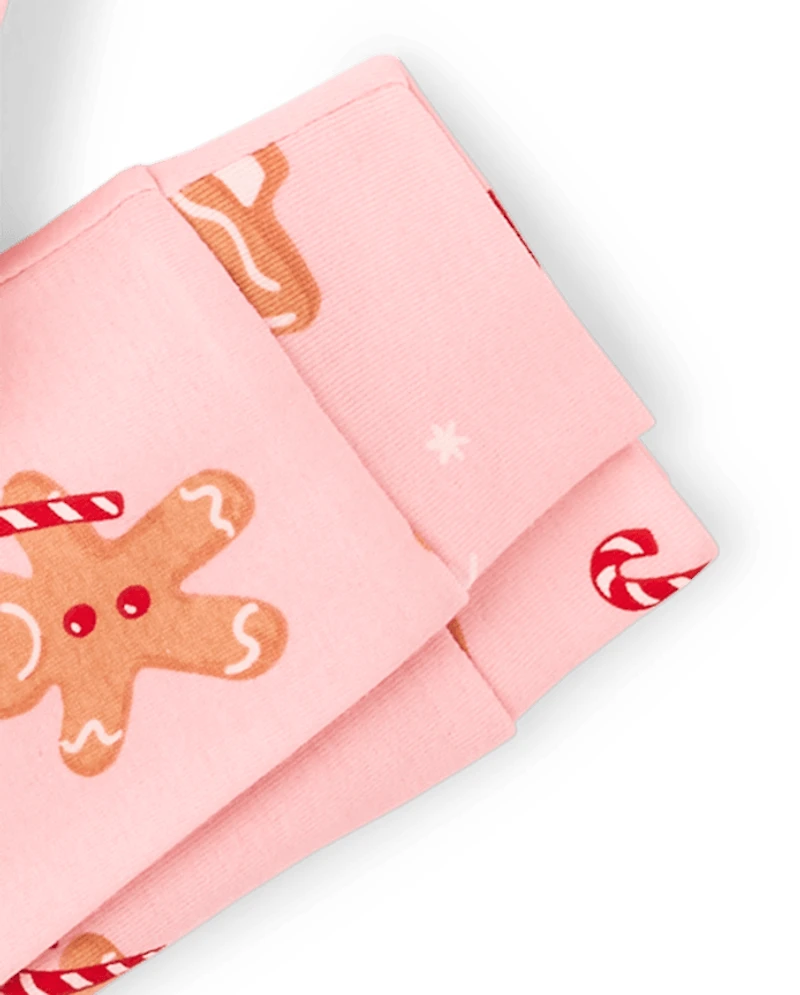 Girls Matching Family Gingerbread Snug Fit Cotton Henley Pajamas